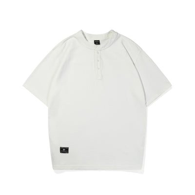 Playera Cuello Henley Básica de Color Sólido para Verano - Image 5