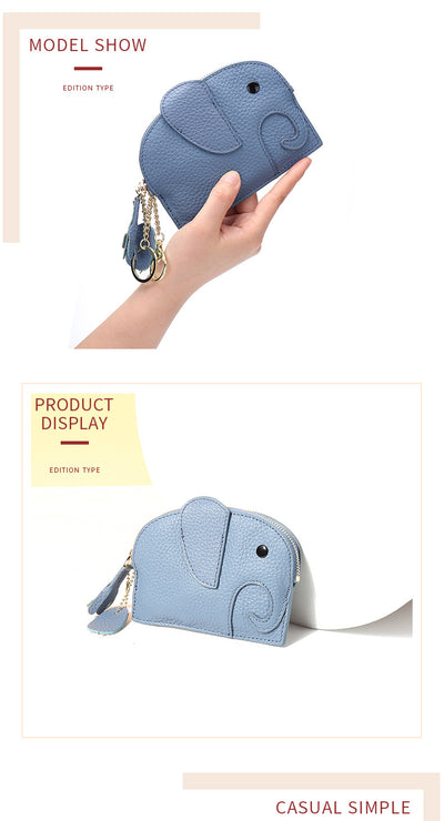 Monedero de Cuero Genuino Elefante Lindo - Cartera Mini Creativa - Image 18