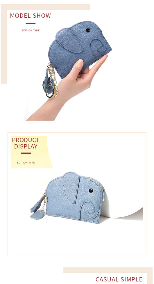 Monedero de Cuero Genuino Elefante Lindo - Cartera Mini Creativa - Image 18