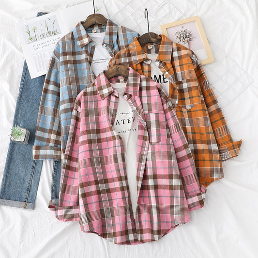 Camisa a Cuadros Casual con Textura Cepillada para Mujer