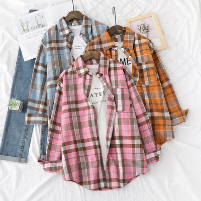 Camisa a Cuadros Casual con Textura Cepillada para Mujer