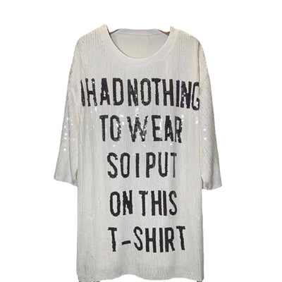 Playera Blanca para Mujer con Lentejuelas y Letras - Image 6