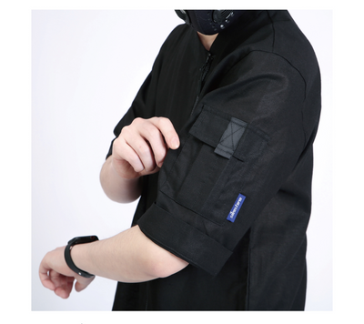 Camisa Casual Hombre Patchwork Punk Funcional Algodón Lino Manga Corta - Image 15