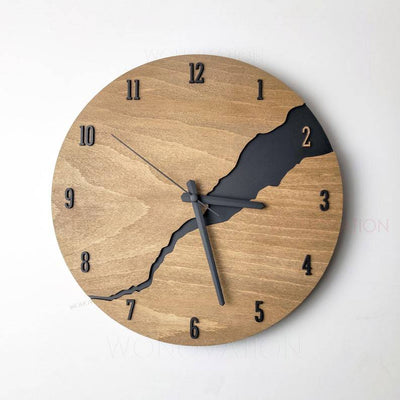 Reloj de Pared de Madera Minimalista con Diseño Agrietado - Image 5