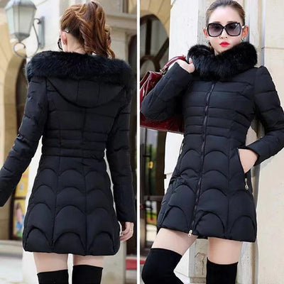Abrigo Acolchado Slim Fit Invierno con Cuello de Pelaje Grande - Image 6