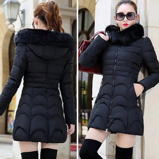 Abrigo Acolchado Slim Fit Invierno con Cuello de Pelaje Grande - Image 6