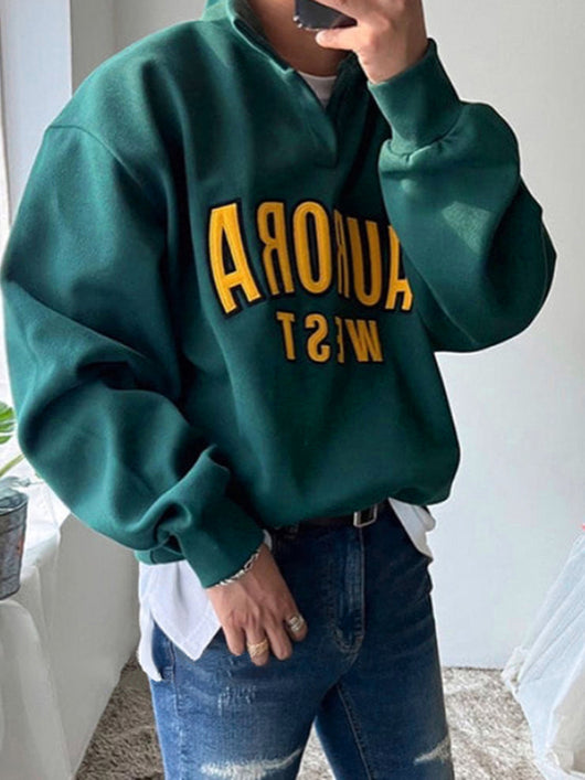 Sudadera con Cuello Solapa Hombre Estilo Coreano Fit Relajado Primavera - Image 14