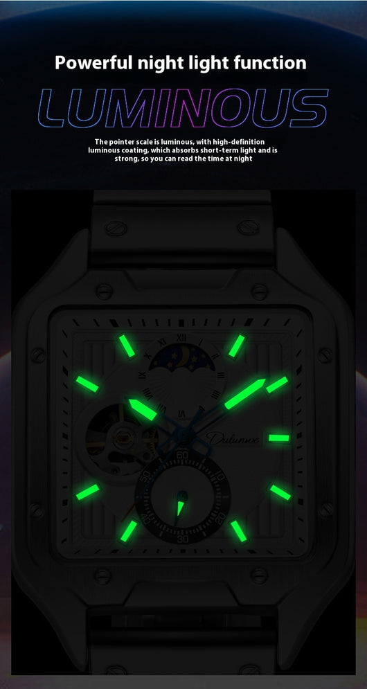 Reloj Mecánico Automático Cuadrado Impermeable con Diseño Calado para Hombre - Image 19
