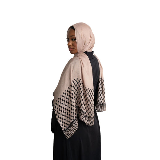 Pañuelo Largo de Gasa Perlada con Estampado Liso - Hijab Versátil para Mujer - Image 2