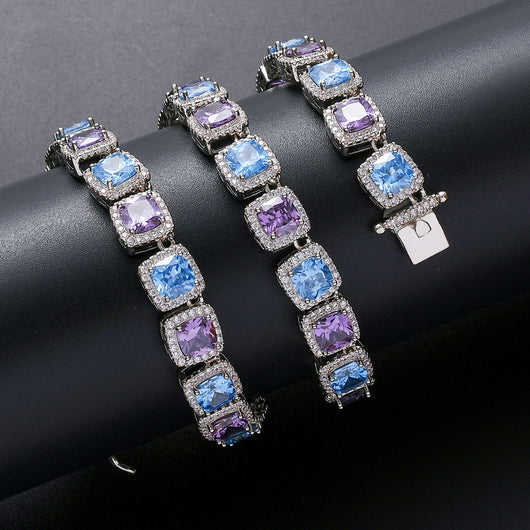 Collar de Circón Azul Púrpura 10mm - Elegancia Geométrica - Image 11