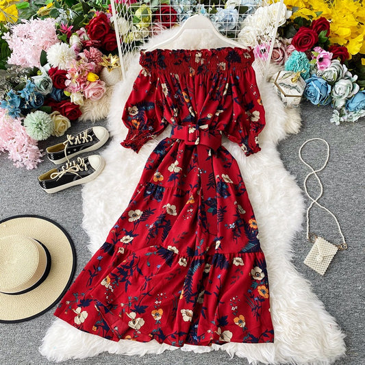 Vestido Estampado con Cuello y Mangas Farol Ajustable