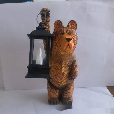 Lámpara Decorativa Oso de Madera y Resina con Luz LED para Jardín - Image 9