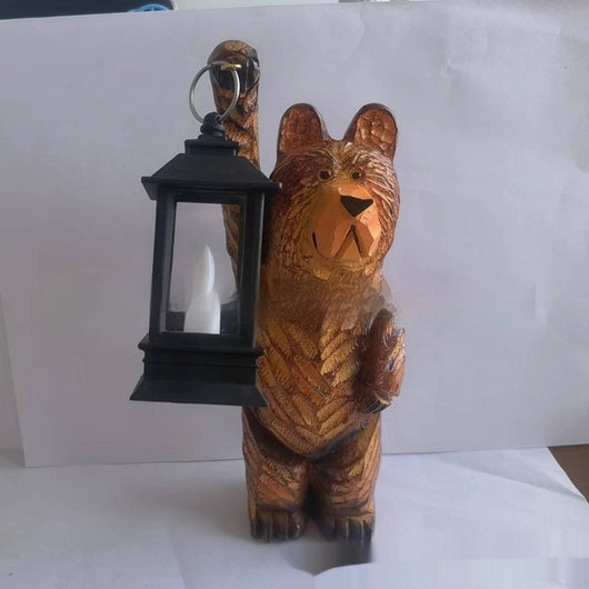 Lámpara Decorativa Oso de Madera y Resina con Luz LED para Jardín - Image 9