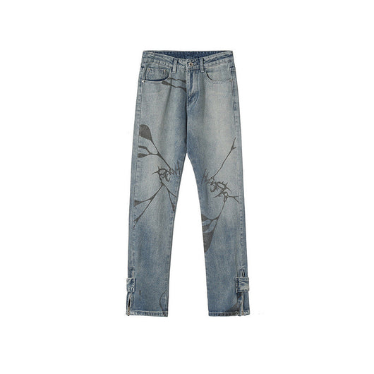 Jeans con Botones Estampados y Puños con Cierre