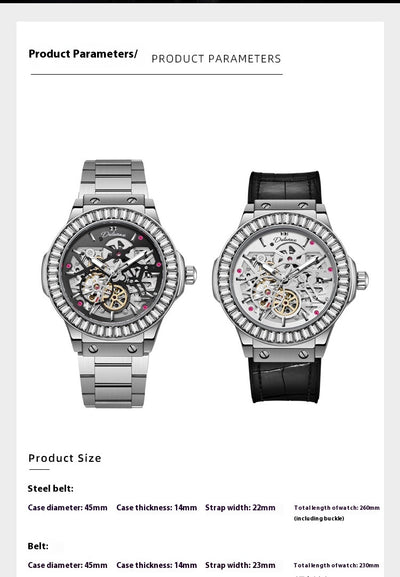 Reloj Mecánico Automático para Hombre con Movimiento Hueco y Diamantes - Image 10