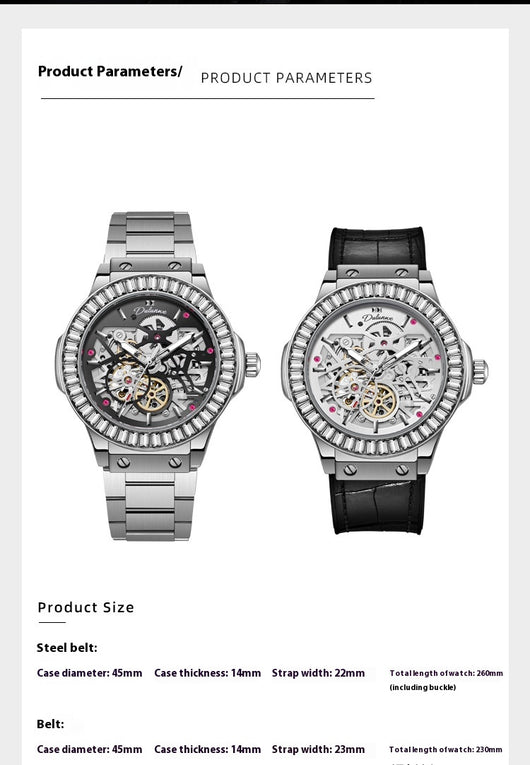 Reloj Mecánico Automático para Hombre con Movimiento Hueco y Diamantes - Image 10