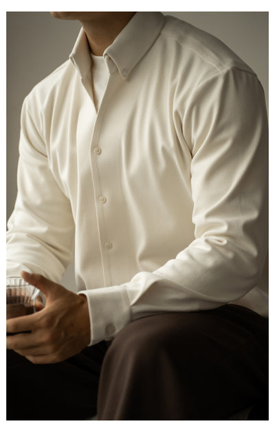 Camisa Casual de Cuello Vuelto Manga Larga para Hombre - Diseño Cálido y Versátil - Image 14