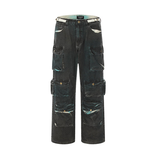 Jeans de Trabajo Personalizados con Múltiples Bolsillos y Cinturón Ajustable Estilo Europeo