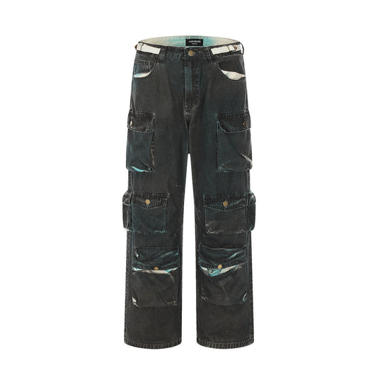 Jeans de Trabajo Personalizados con Múltiples Bolsillos y Cinturón Ajustable Estilo Europeo