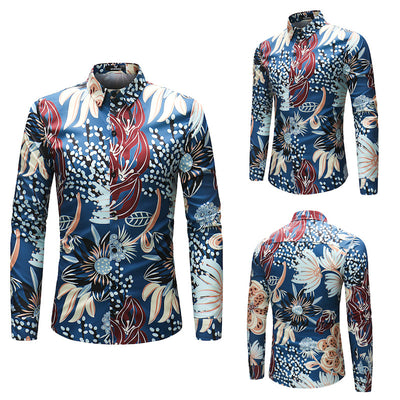 Camisa de Manga Larga con Estampado Acuático para Hombre - Image 9