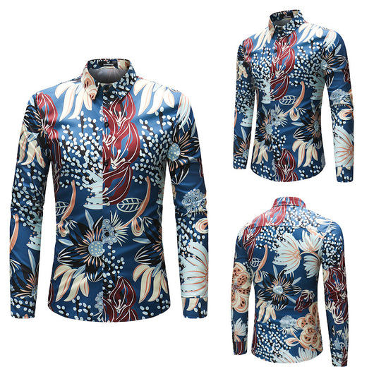 Camisa de Manga Larga con Estampado Acuático para Hombre - Image 9