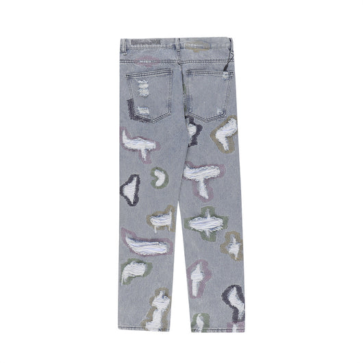 Jeans Rotos con Bordados y Contraste de Colores Estilo Americano - Image 11