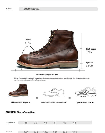 Bota de Trabajo Tipo Militar en Cuero Genuino - Caña Alta para Hombre - Image 13