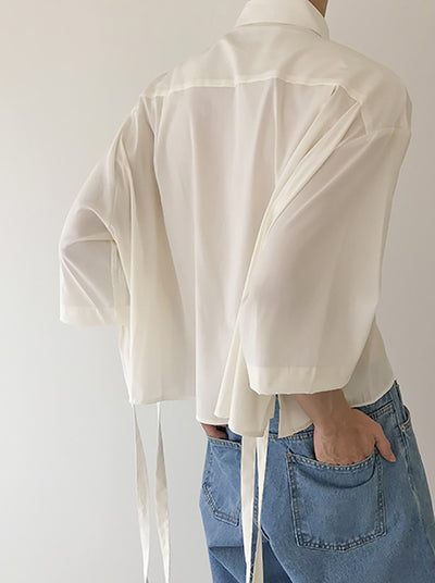 Camisa Suelta Cuello Cuadrado Manga Corta para Hombre - Image 6