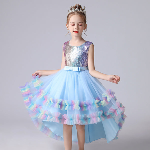 Vestido de Niña Floral con Encaje para Desfile y Presentaciones