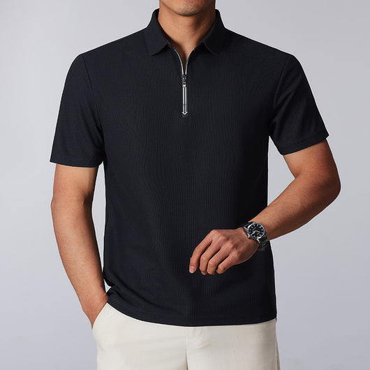 Camisa Casual Hombre Cuello Alto con Cierre - Manga Corta Transpirable