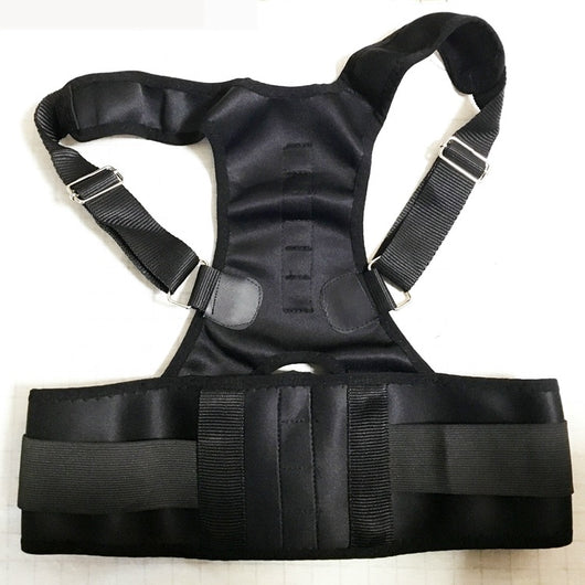 Beige magnetic posture correction belt worn on a woman's back over a black top, showing shoulder and waist support. - Image 6