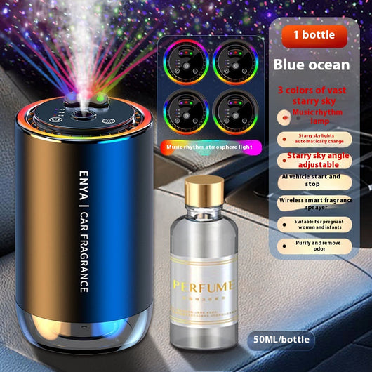 50ml clear glass bottle of car perfume supplement with a gold cap, intended for refilling car aromatherapy machines. - Image 7
