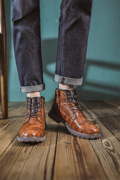 Botas de Cuero Retro con Cierre Lateral para Aventuras Urbanas - Image 27