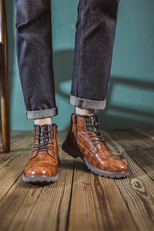 Botas de Cuero Retro con Cierre Lateral para Aventuras Urbanas - Image 27