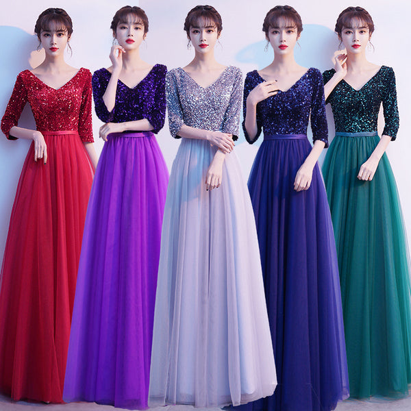 Vestido de Noche Largo Elegante en Tul Transparente
