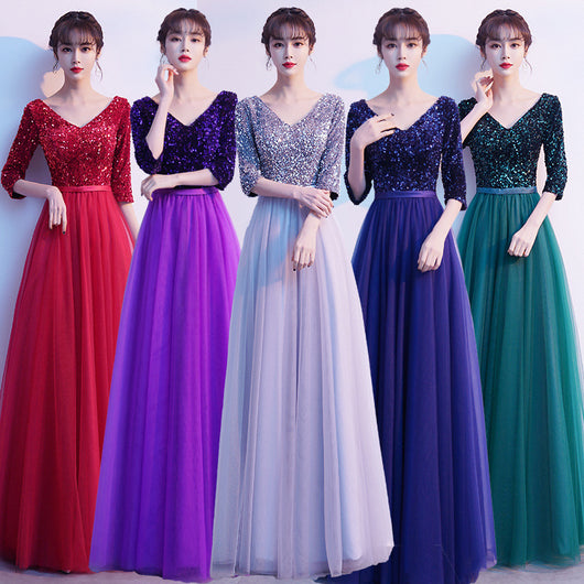Vestido de Noche Largo Elegante en Tul Transparente