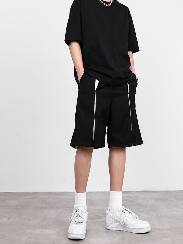 Shorts de Traje Hombre Diseño Nicho con Costuras de Contraste