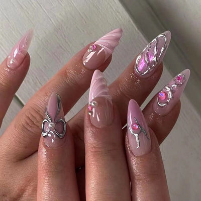 Uñas Postizas 3D con Relieve de Cristales - Diseño Sofisticado - Image 19