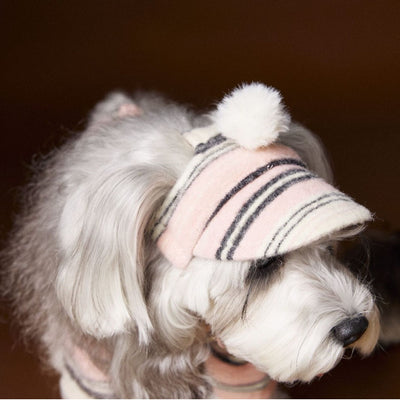 Gorro de Pelota Esponjosa a Rayas para Mascotas