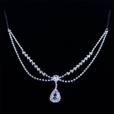 Tocado Nupcial con Cadena de Gota de Agua y Cristales de Fantasía - Image 10