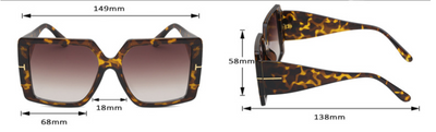 New ladies fashion personality black oversized square sunglasses with gradient lenses and gold-tone 'T' accents. - Image 10