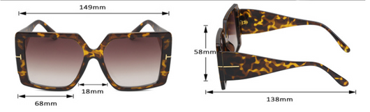 New ladies fashion personality black oversized square sunglasses with gradient lenses and gold-tone 'T' accents. - Image 10