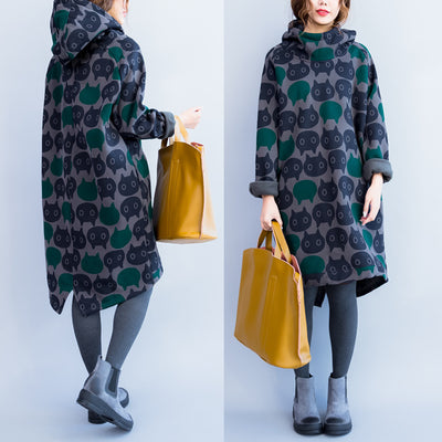 Suéter Hoodie Estampado Grueso para Mujer