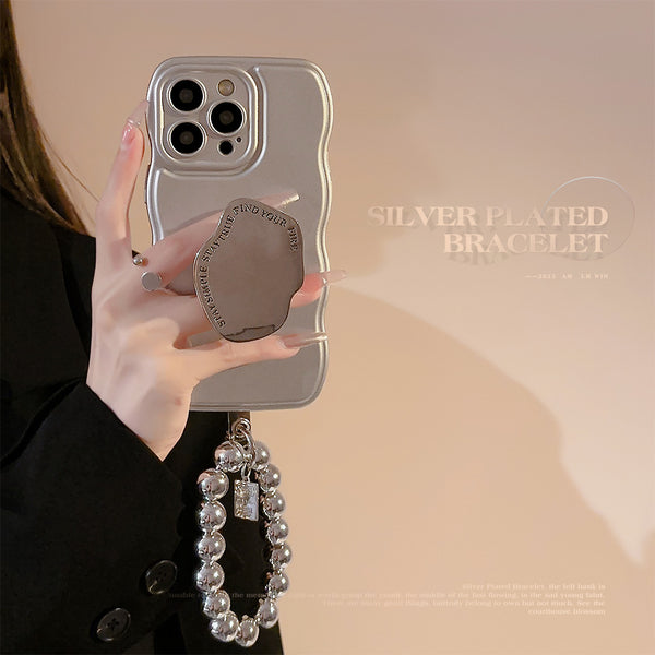 Funda Protectora para Teléfono con Soporte Metálico Plateado