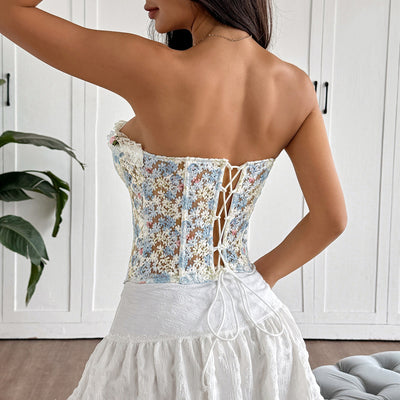 Top Tubo Semitransparente con Encaje de Flores y Espalda Descubierta - Image 15