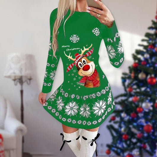 Vestido Navideño Cuello Redondo Manga Larga - Image 18
