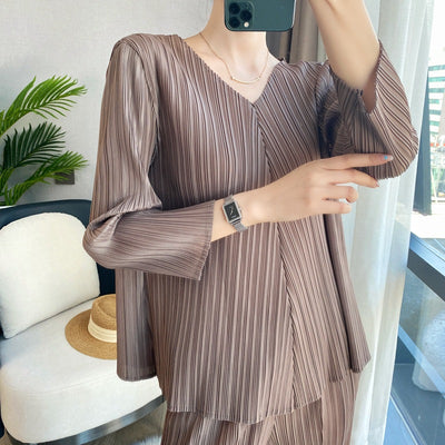 Blusa Suelta Cuello en V para Mujer - Primavera y Otoño - Image 2