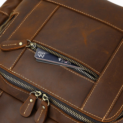 Mochila de Cuero Retro para Hombre - Gran Capacidad y Múltiples Bolsillos - Image 32
