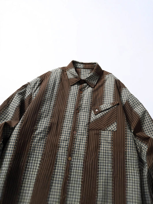 Camisa Acolchada de Algodón a Rayas con Detalles Desgastados - Image 3