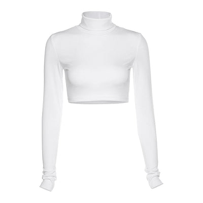 Camiseta Crop Top Ajustada de Color Liso para Mujer - Image 26